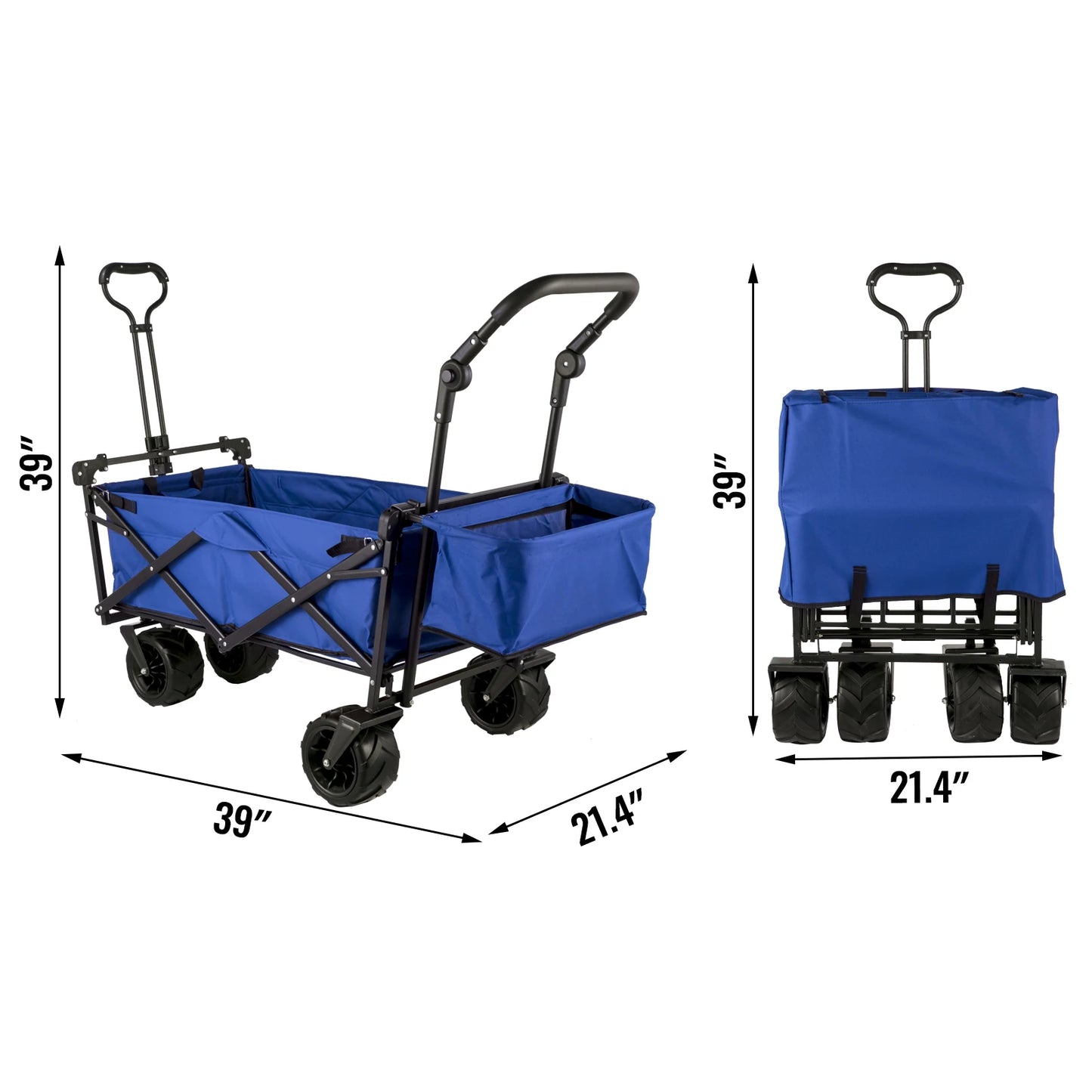 Folding Wagon Cart with Adjustable Handle and Removable Canopy