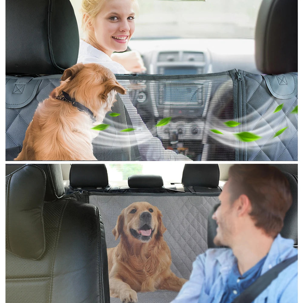 Waterproof Dog Car Seat Cover with Mesh Window