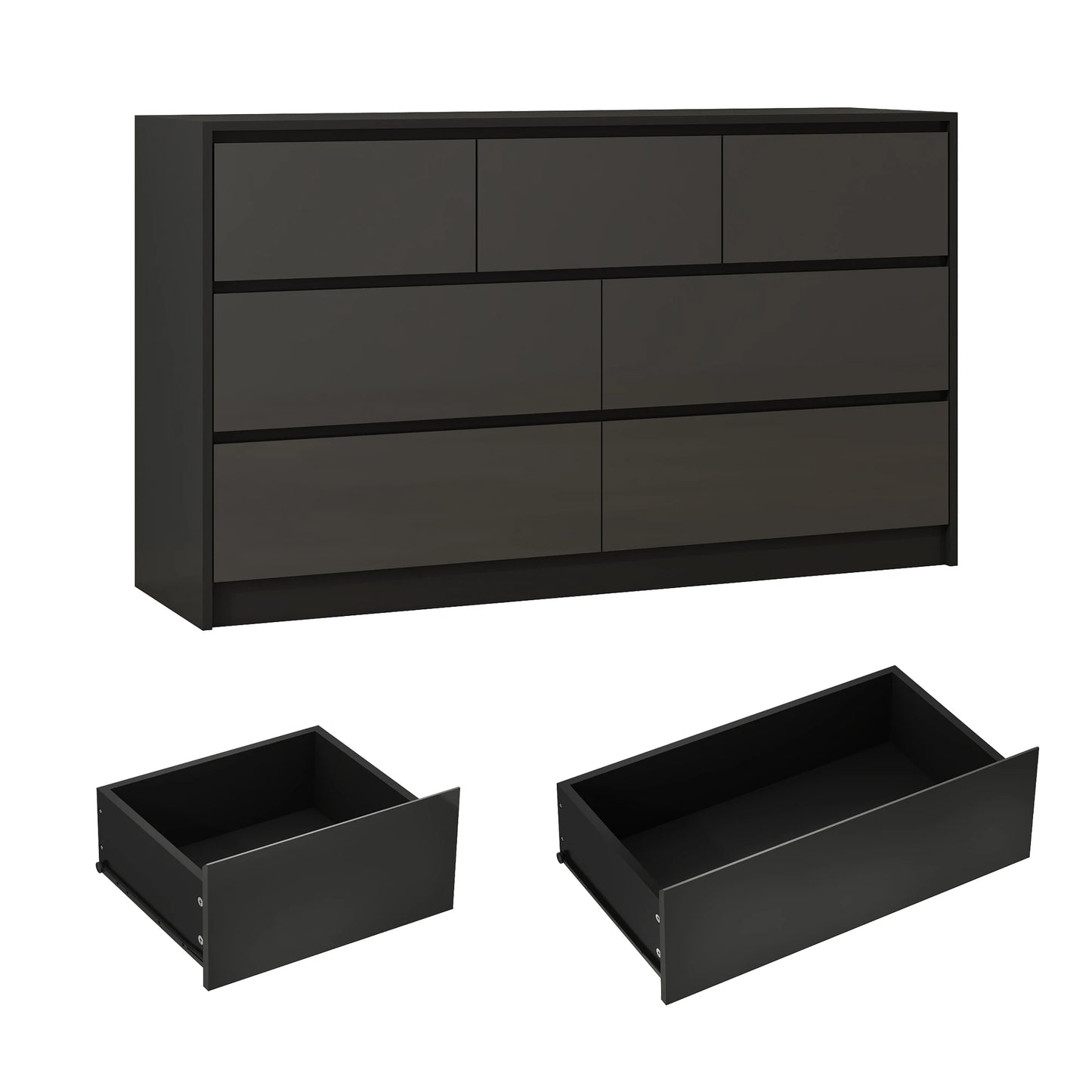 7 Drawer Modern Dresser with High Gloss Finish