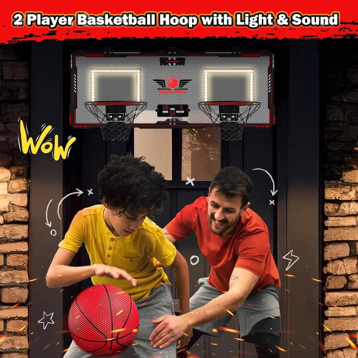 VATOS Electronic Mini Basketball Hoop Set with Scoreboard and 4 Balls