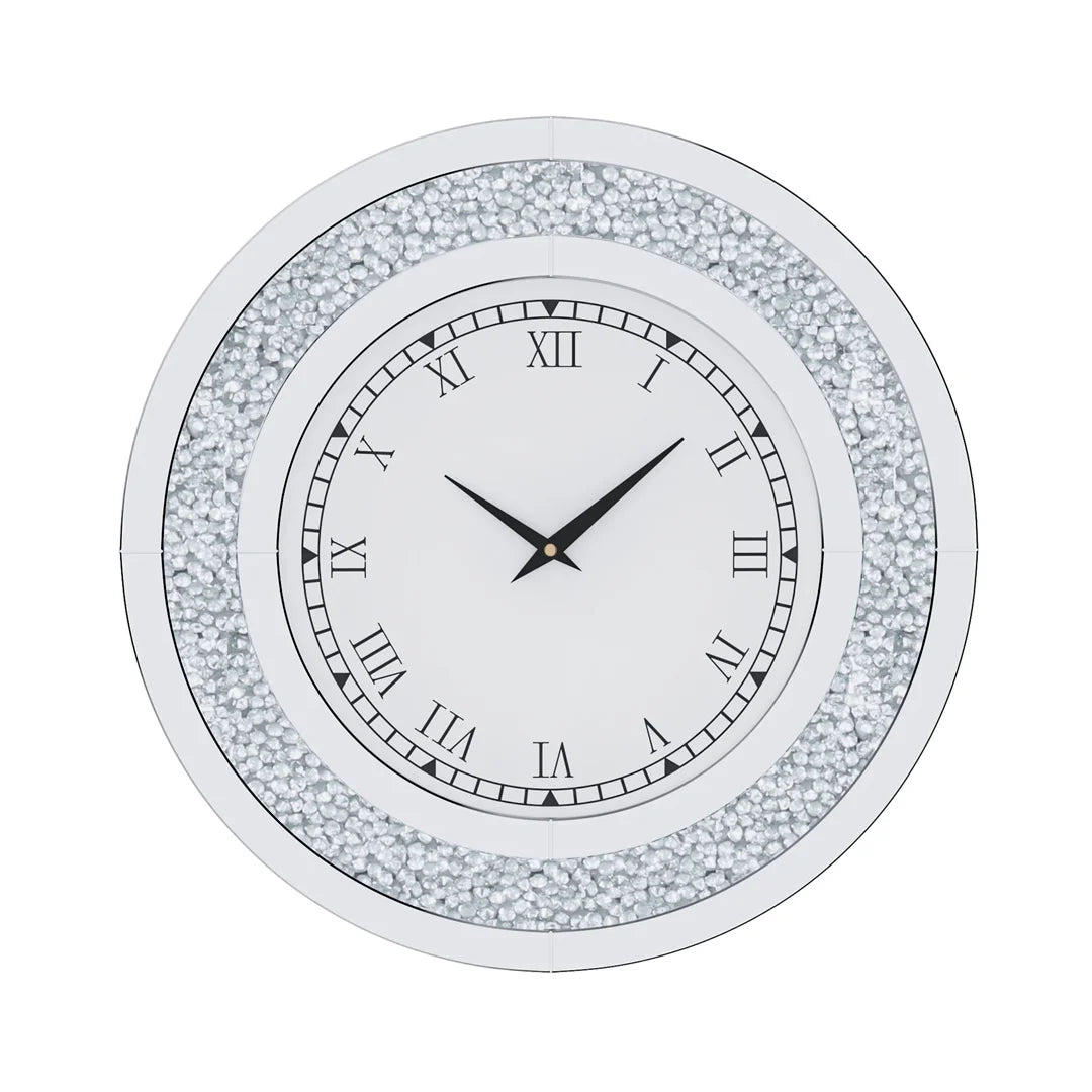 Modern Diamond Crystal Wall Clock Roman Numerals Silent Movement