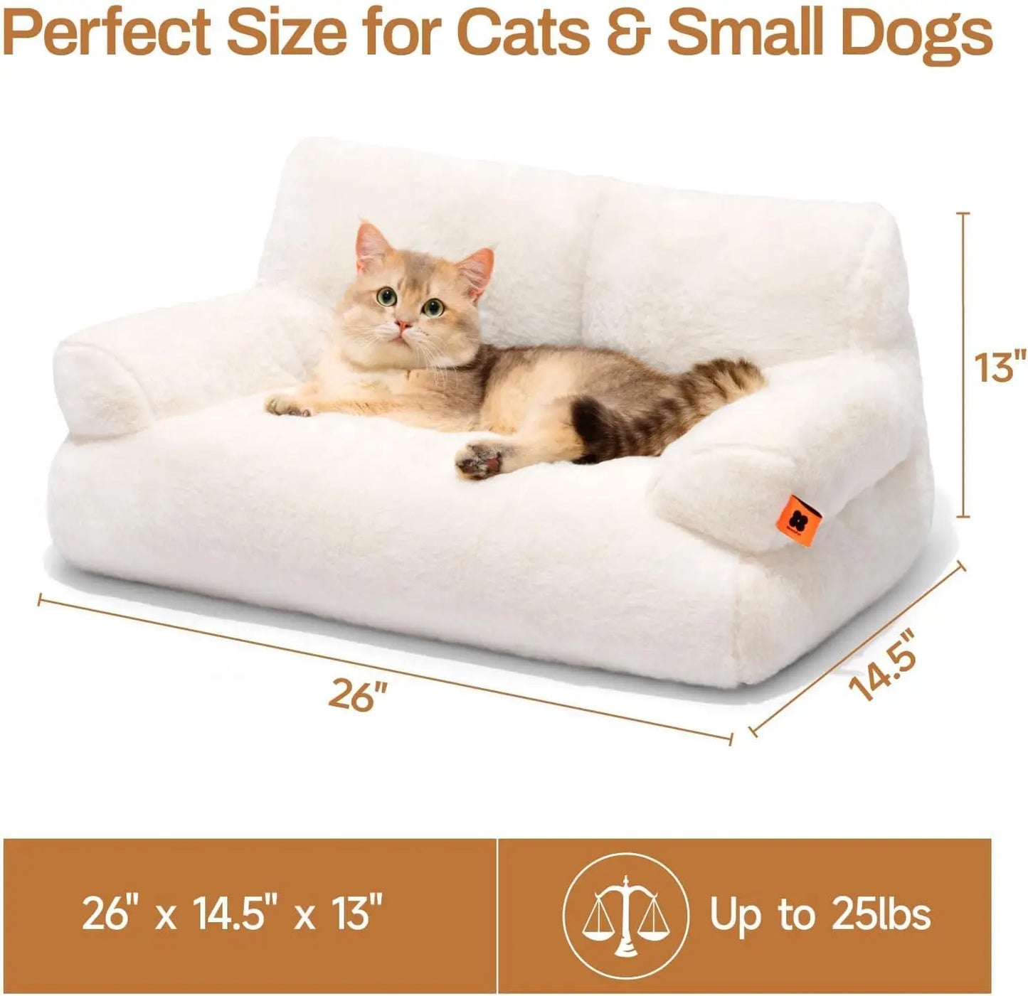 Mewoofun Fluffy Pet Couch Bed for Cats and Small Dogs