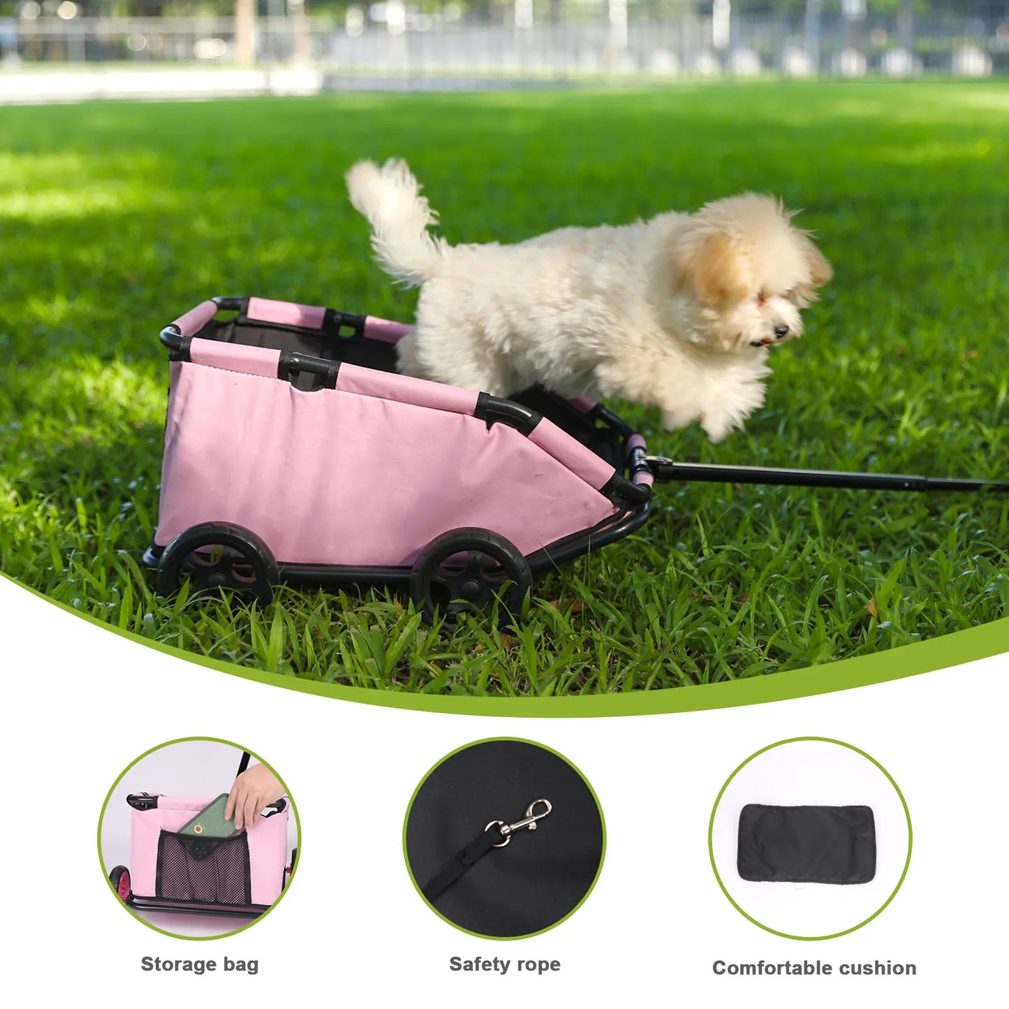 Lightweight Foldable Pet Stroller with 360° Rotating Wheels