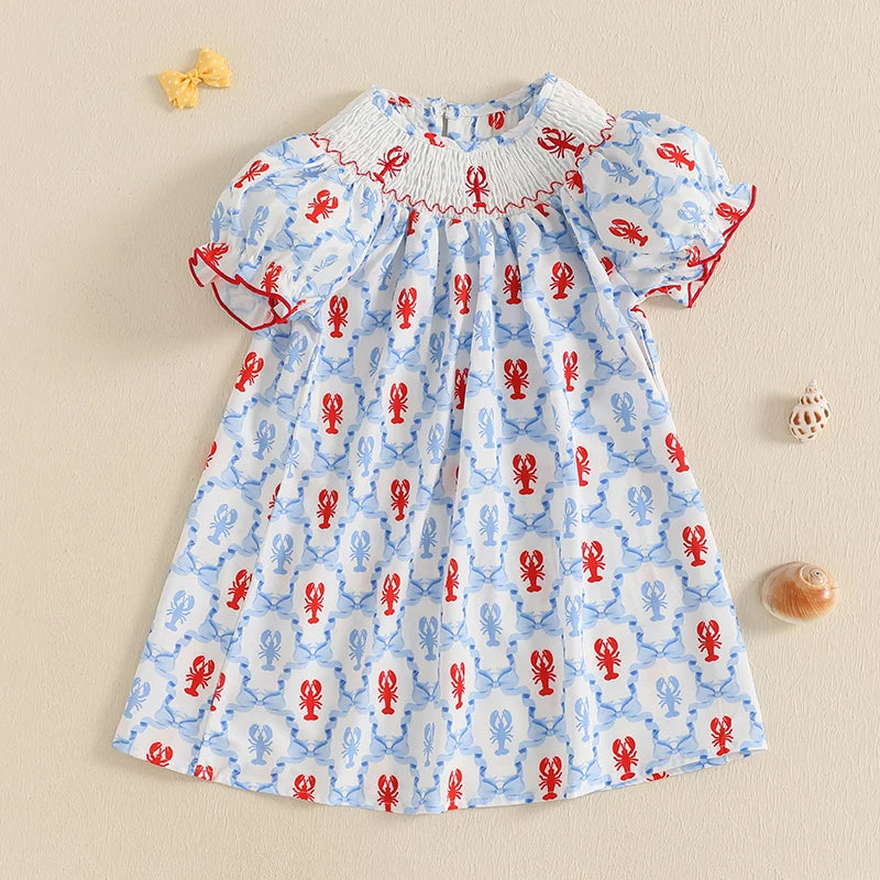Toddler Girls Lobster Print Summer Dress