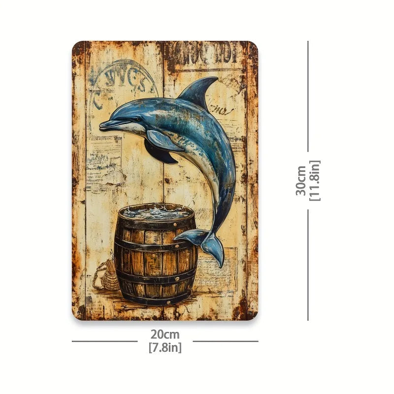 Vintage Dolphin Tin Wall Art