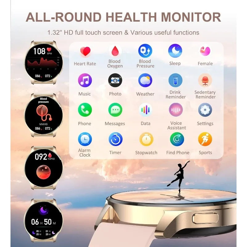 Women's Smartwatch with Bluetooth Calling and Health Tracking