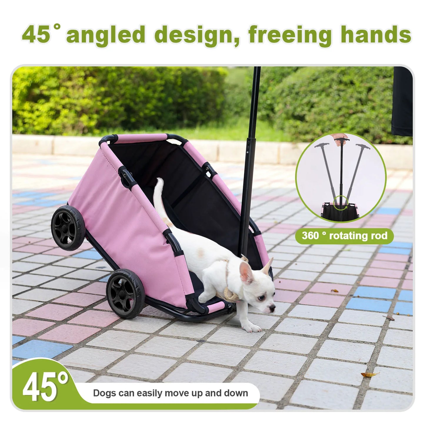 Lightweight Foldable Pet Stroller with 360° Rotating Wheels