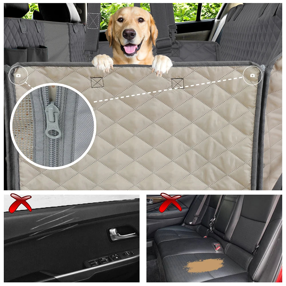 Waterproof Dog Car Seat Cover with Mesh Window