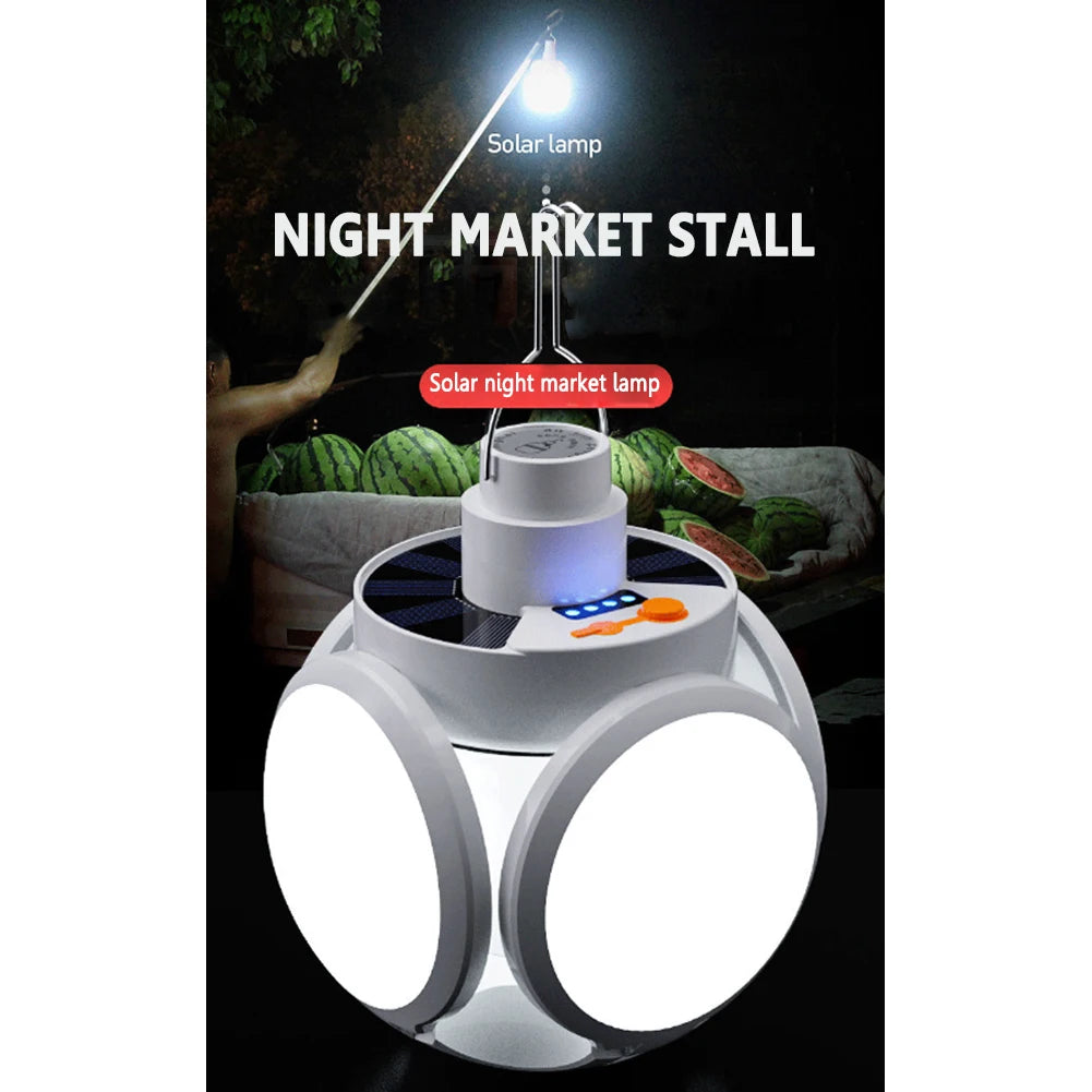 LED Solar Rechargeable Camping Lantern with 5 Light Modes