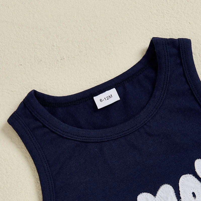 Toddler Boys 3 Piece Summer Tank Top Shorts and Hat Set