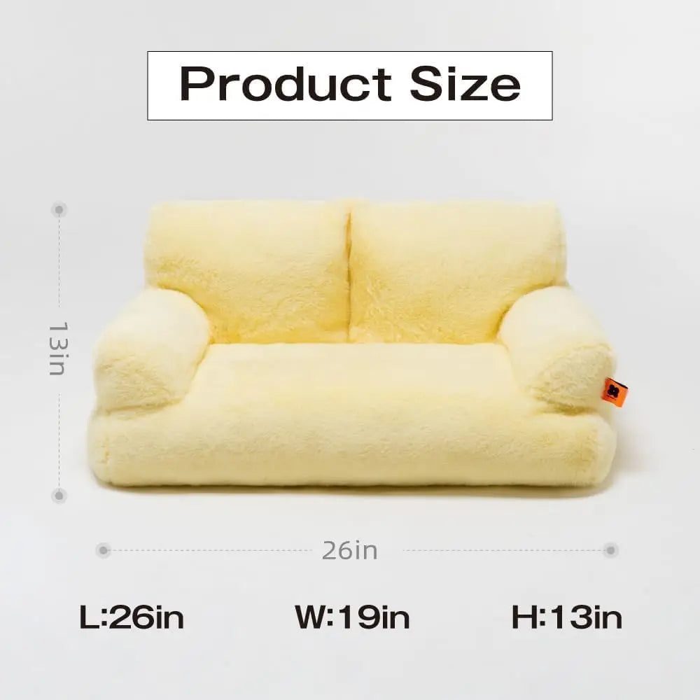 Mewoofun Fluffy Pet Couch Bed for Cats and Small Dogs