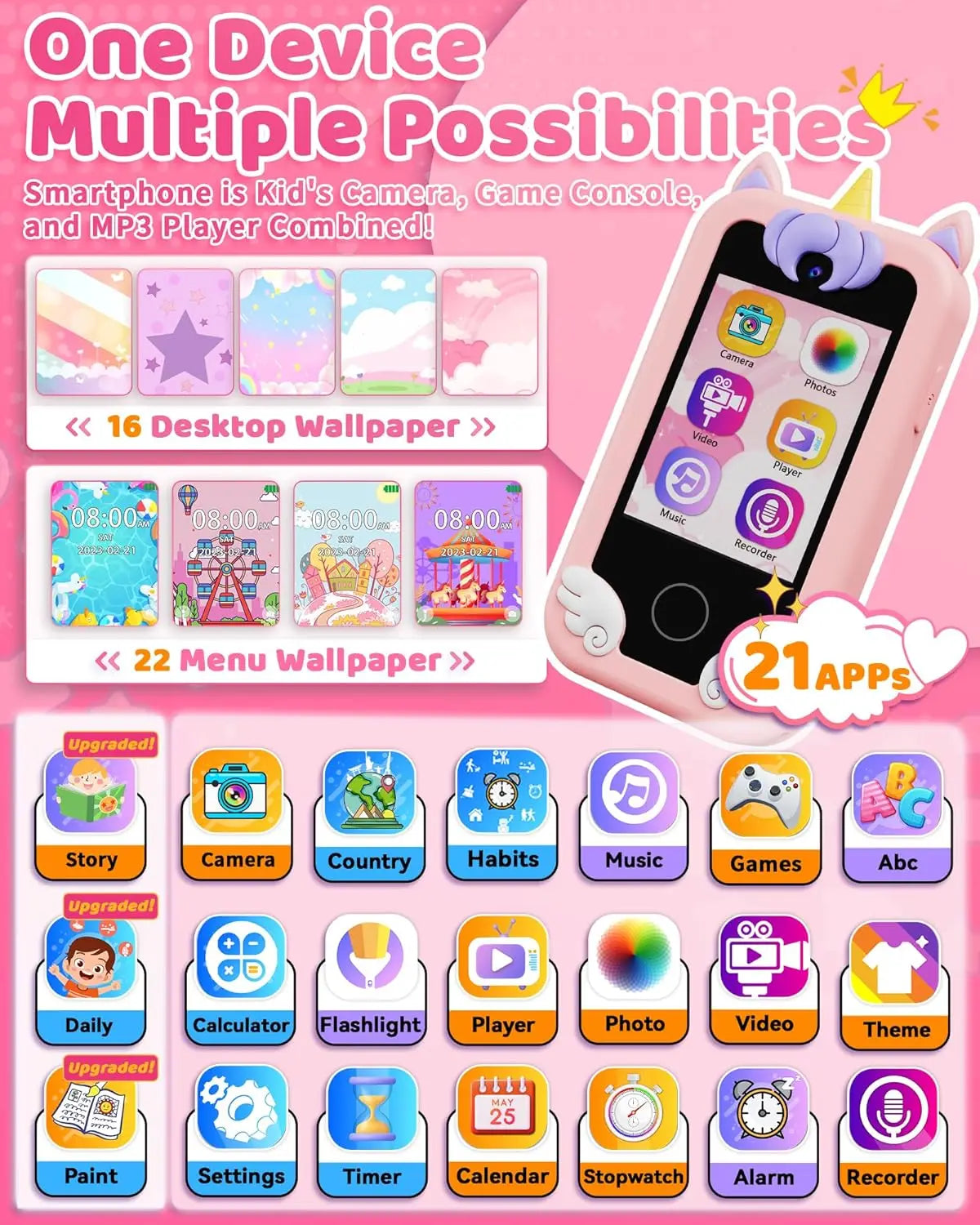 Kids Digital Camera & MP3 Player Toy Phone