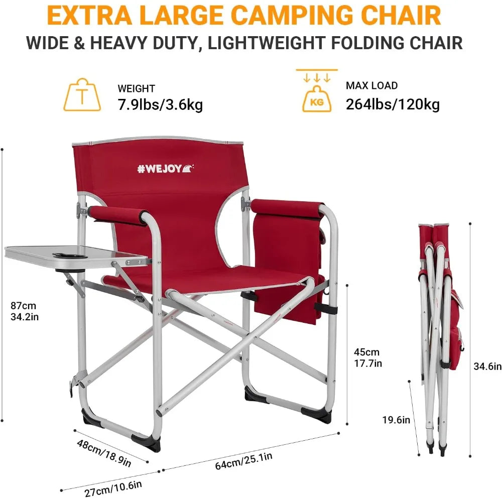 Folding Director Chair with Side Table and Umbrella Holder