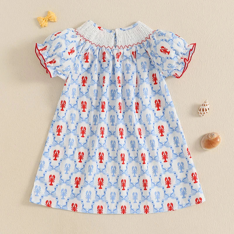 Toddler Girls Lobster Print Summer Dress