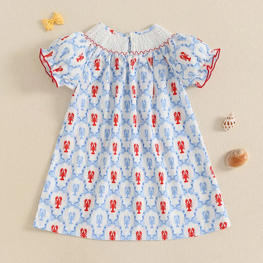 Toddler Girls Lobster Print Summer Dress