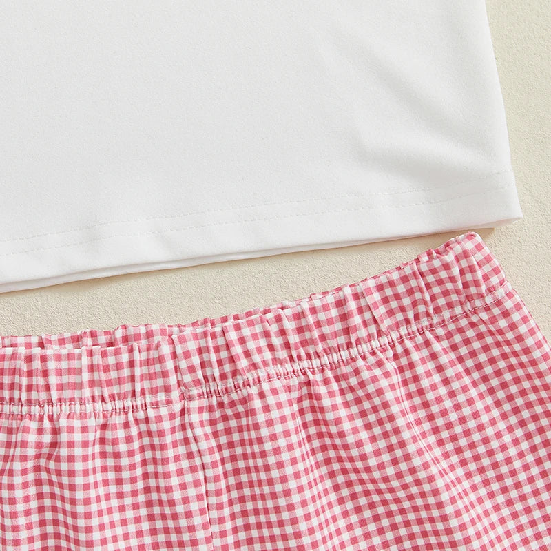 Toddler 4th of July Lapel Shirt and Plaid Shorts Set