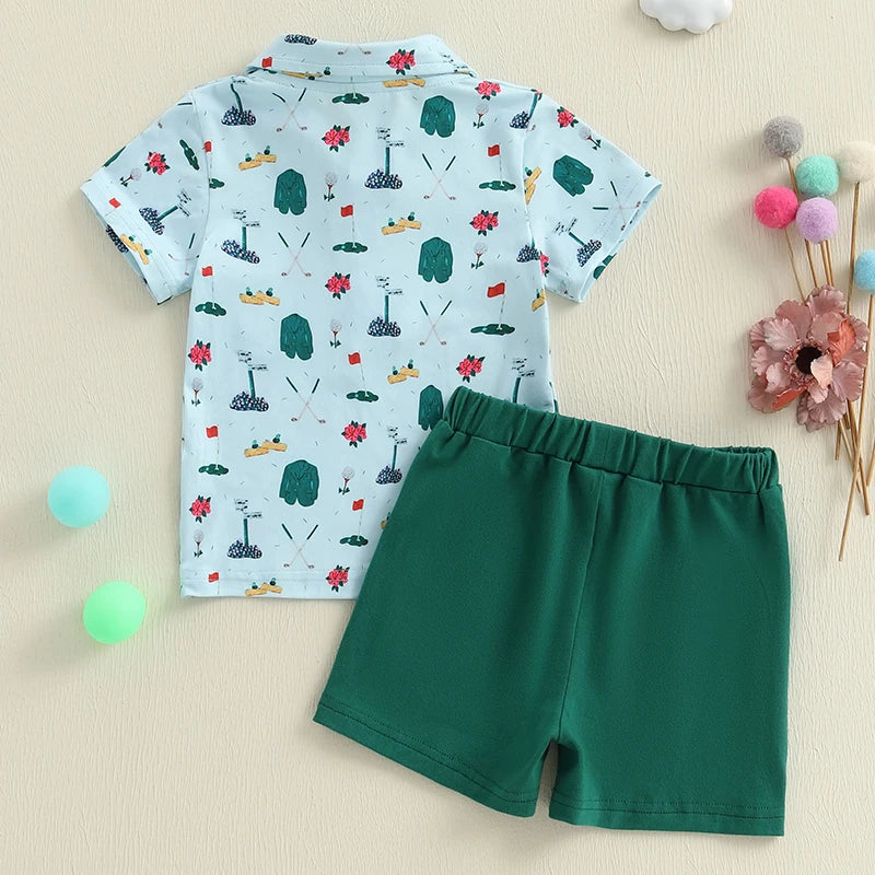 Toddler Boys Golf Print T-Shirt and Shorts Set