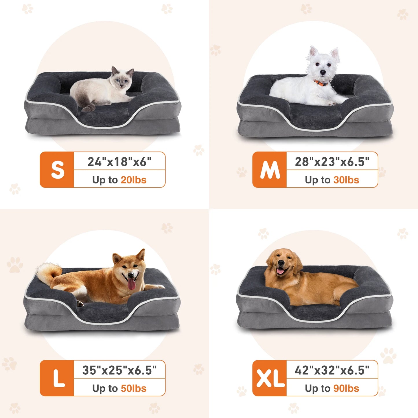 Orthopedic Memory Foam Pet Bed for Small Dogs and Cats
