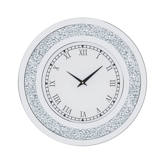 Modern Diamond Crystal Wall Clock Roman Numerals Silent Movement
