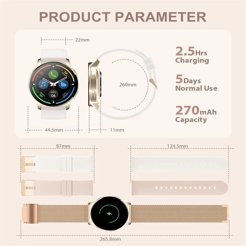 Women's Smartwatch with Bluetooth Calling and Health Tracking