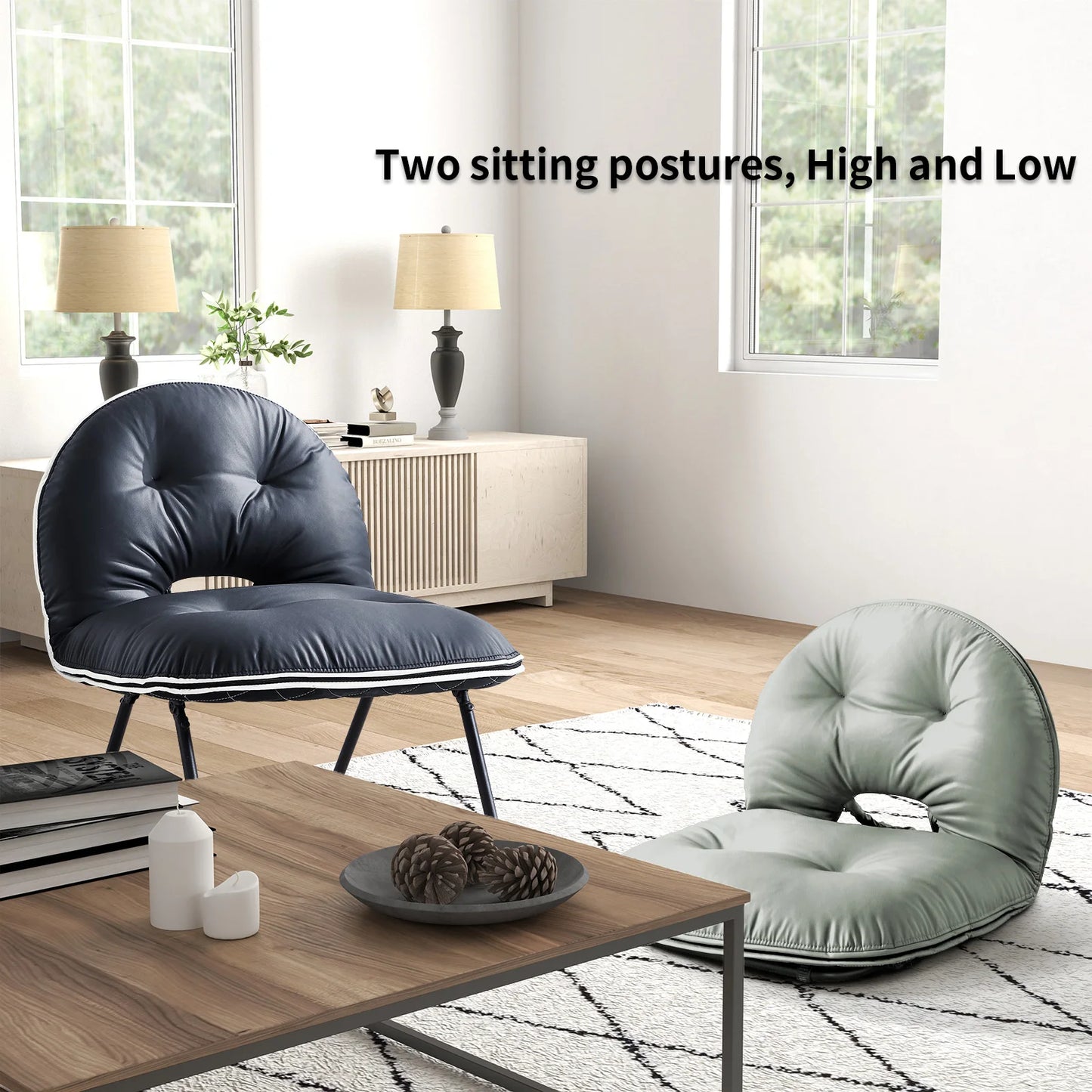 Folding Accent Chair with Metal Frame and Fabric Cover
