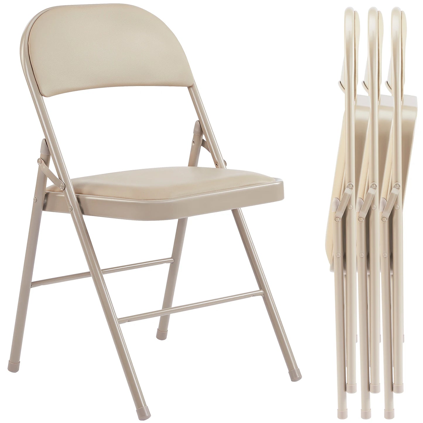 Minimalist Faux Leather Folding Chair with Metal Frame