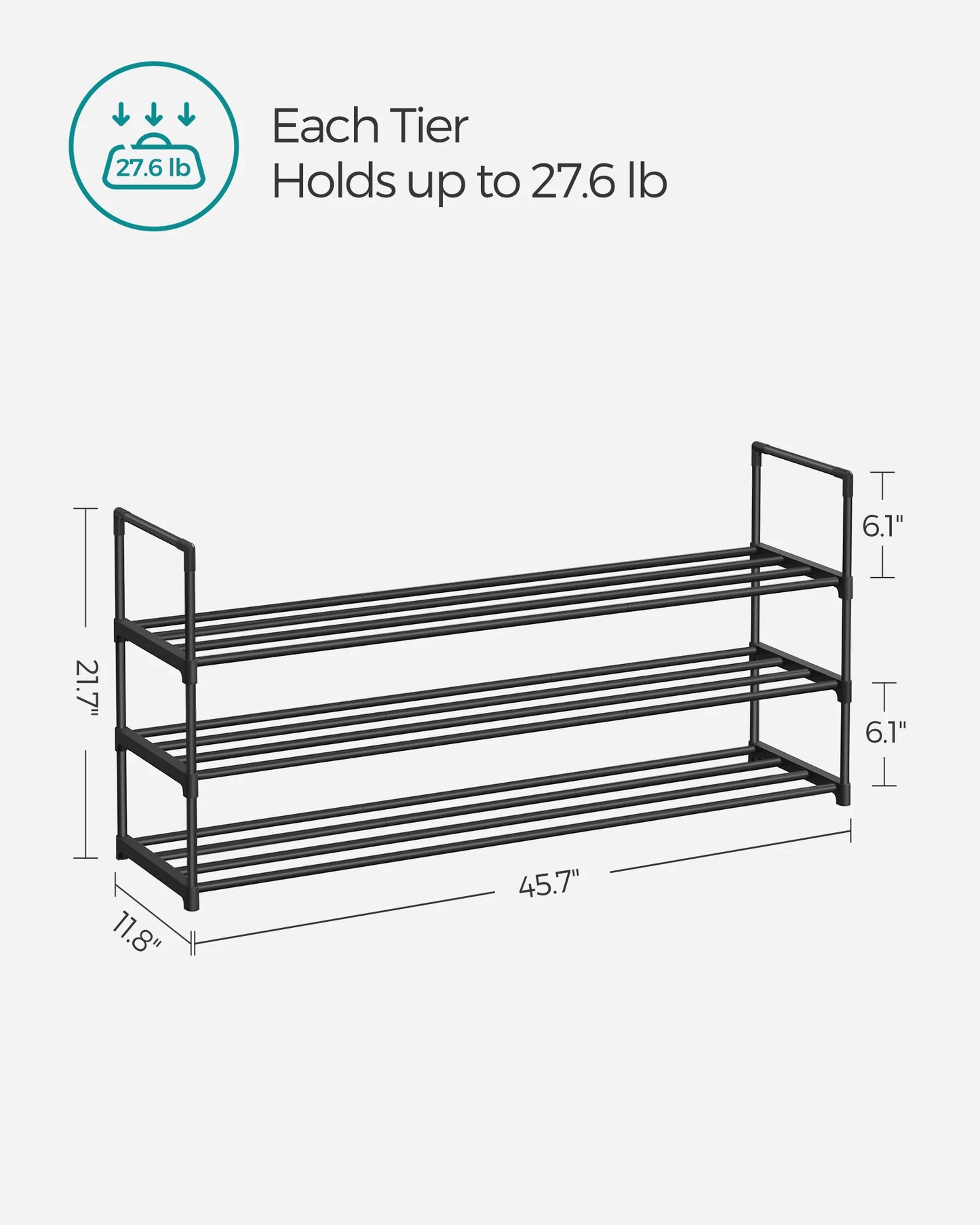 3 Tier Metal Shoe Rack Organizer