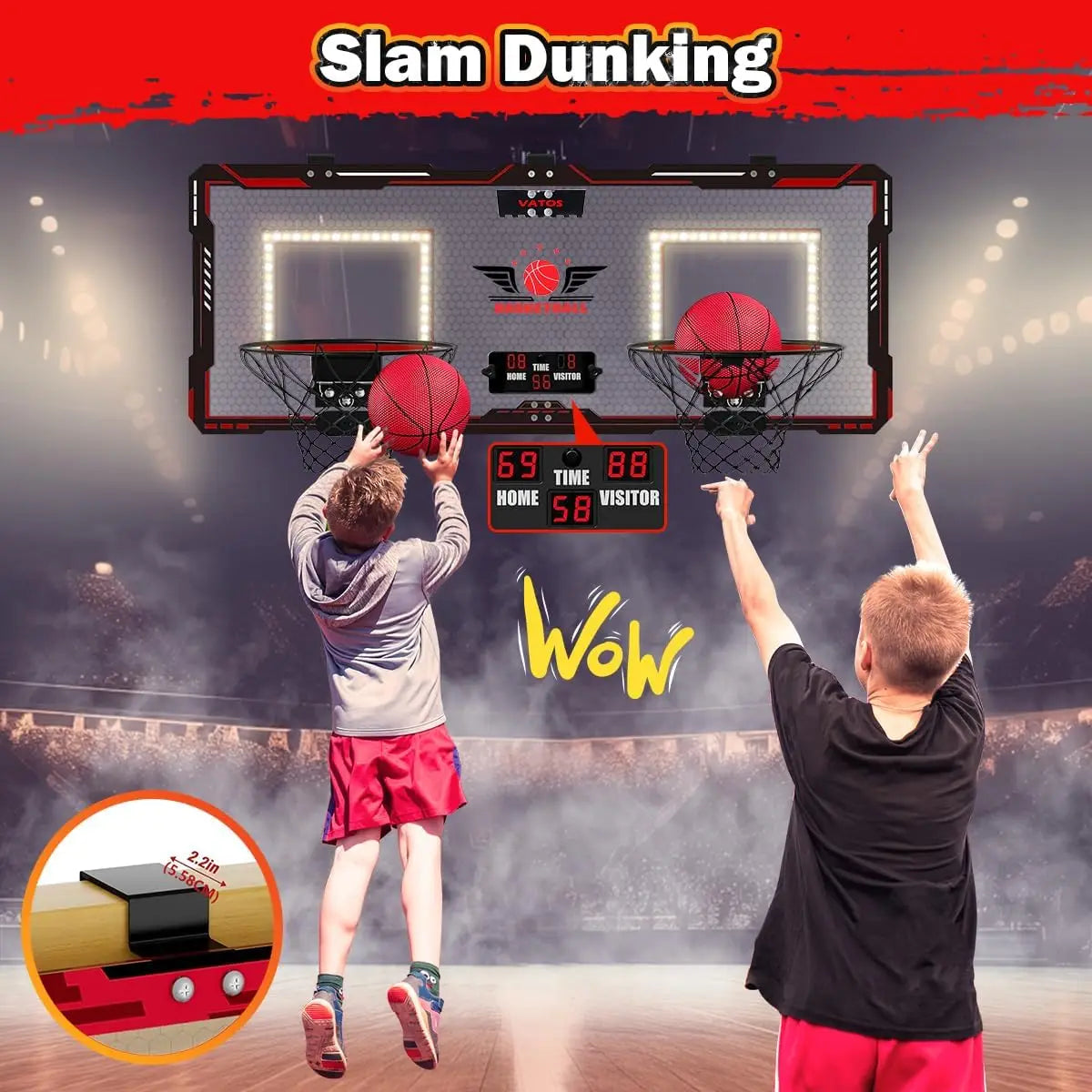 VATOS Electronic Mini Basketball Hoop Set with Scoreboard and 4 Balls