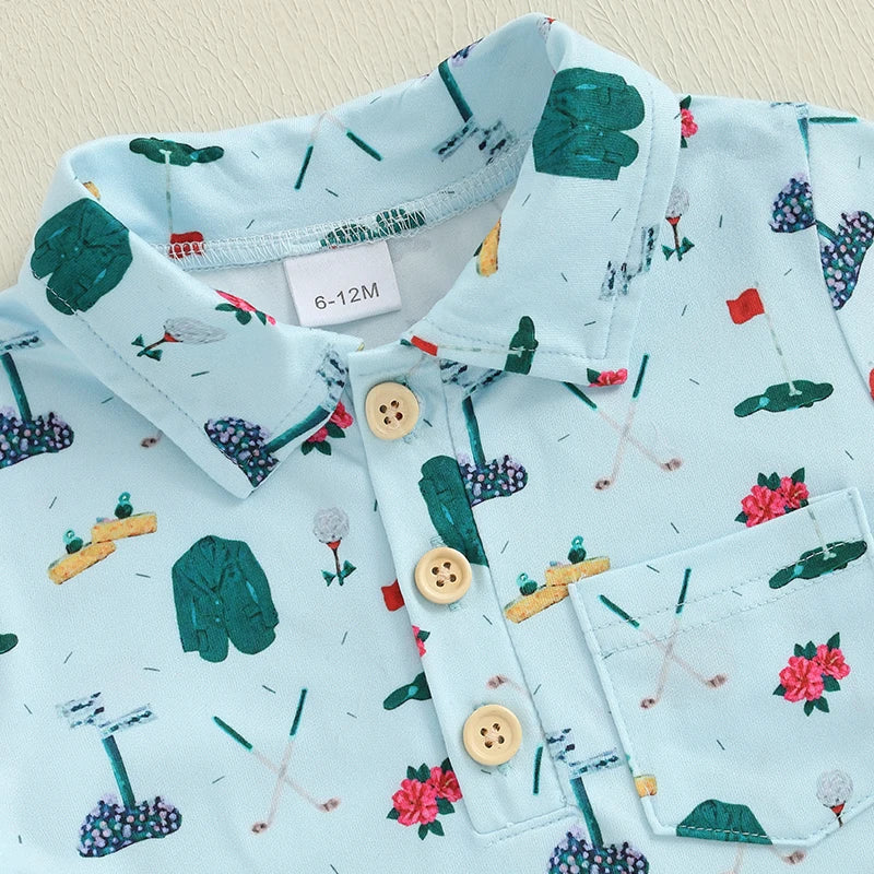 Toddler Boys Golf Print T-Shirt and Shorts Set