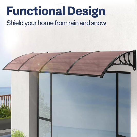 Polycarbonate Window Door Awning Canopy with Black Bracket