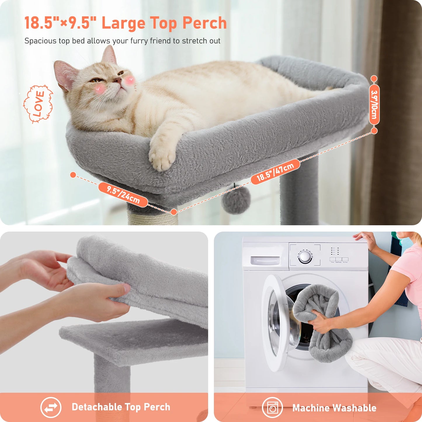 Multi-Level Cat Tree with Hammock & Scratching Posts