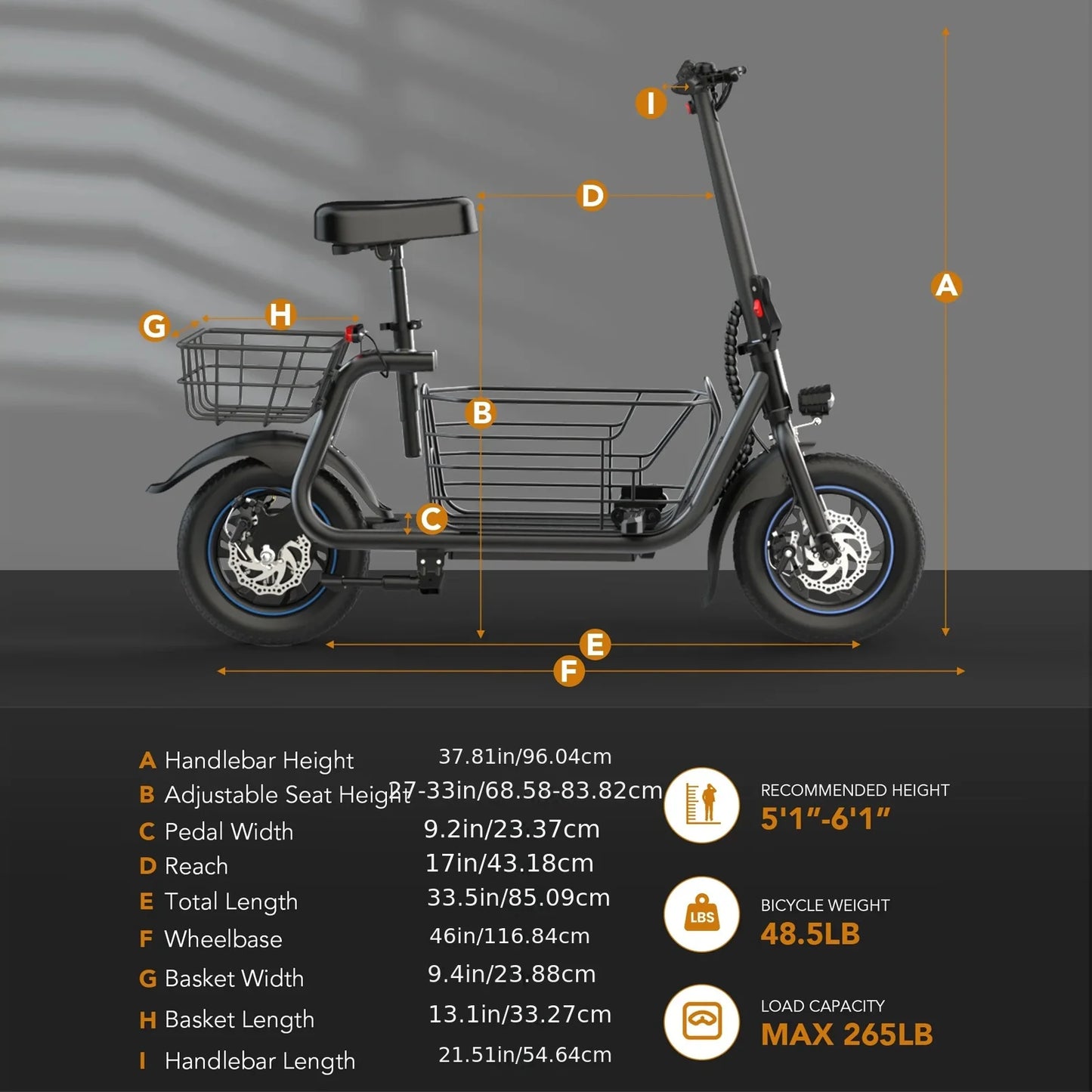 Electric Scooter with Pet Basket and 3 Riding Modes