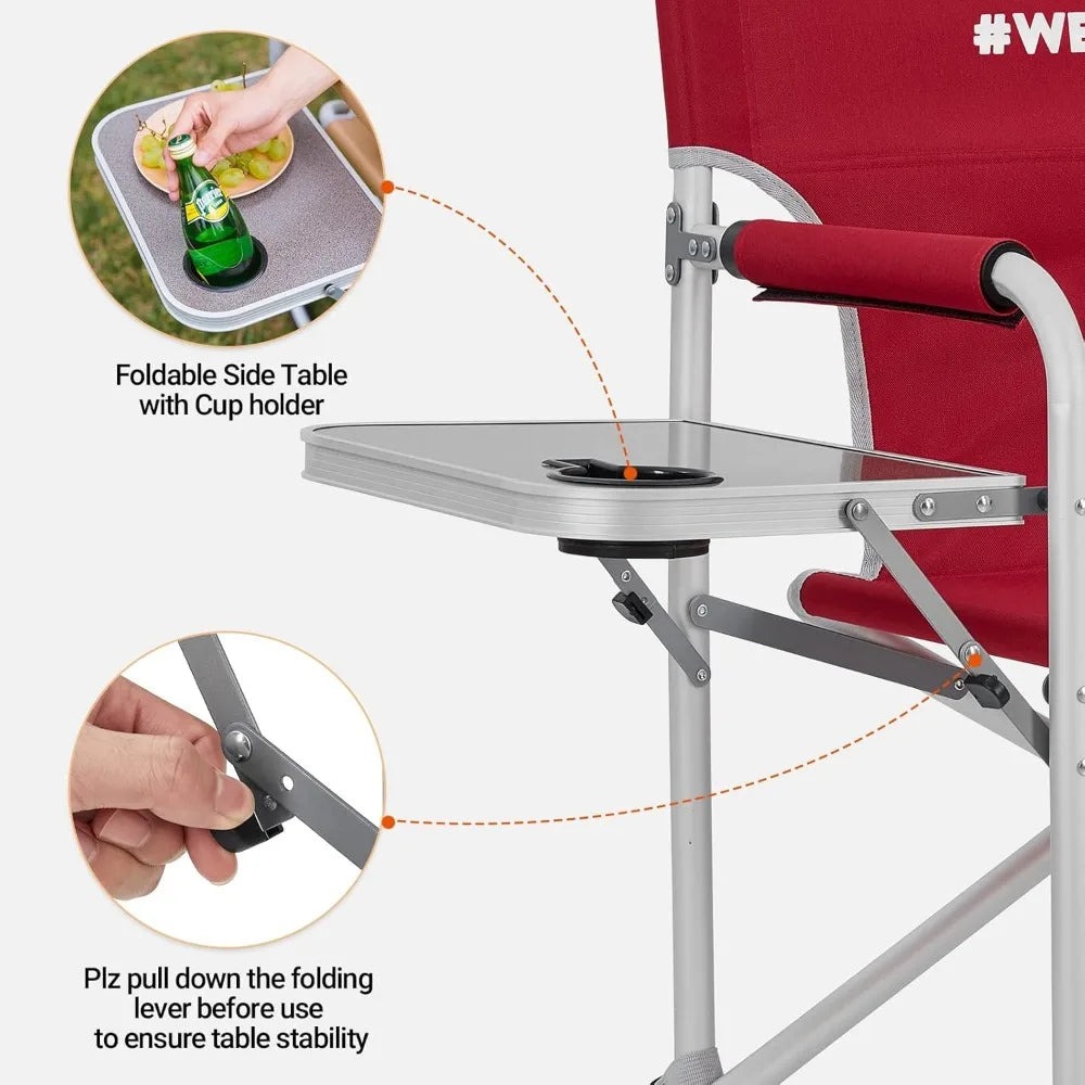 Folding Director Chair with Side Table and Umbrella Holder