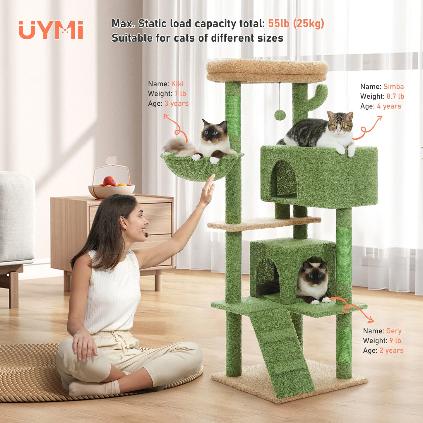 Multi-Level Cat Tree with Hammock & Scratching Posts