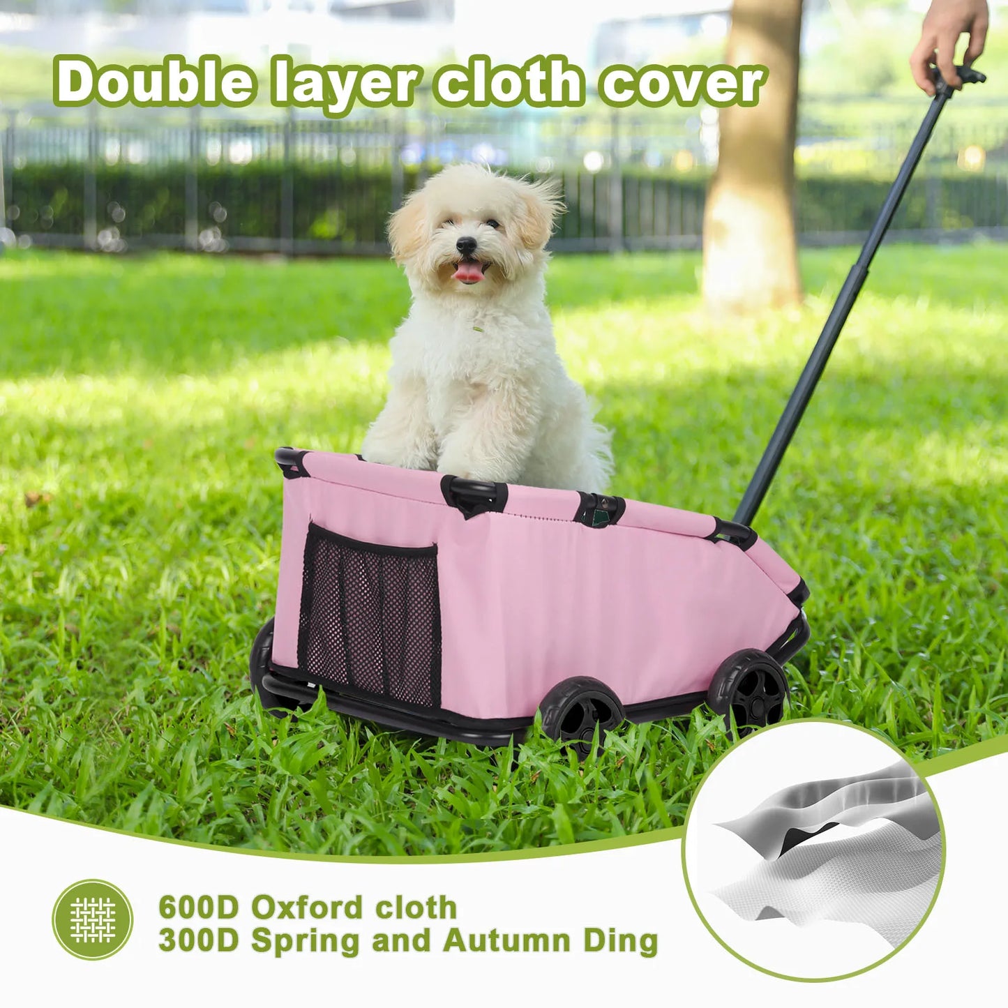 Lightweight Foldable Pet Stroller with 360° Rotating Wheels