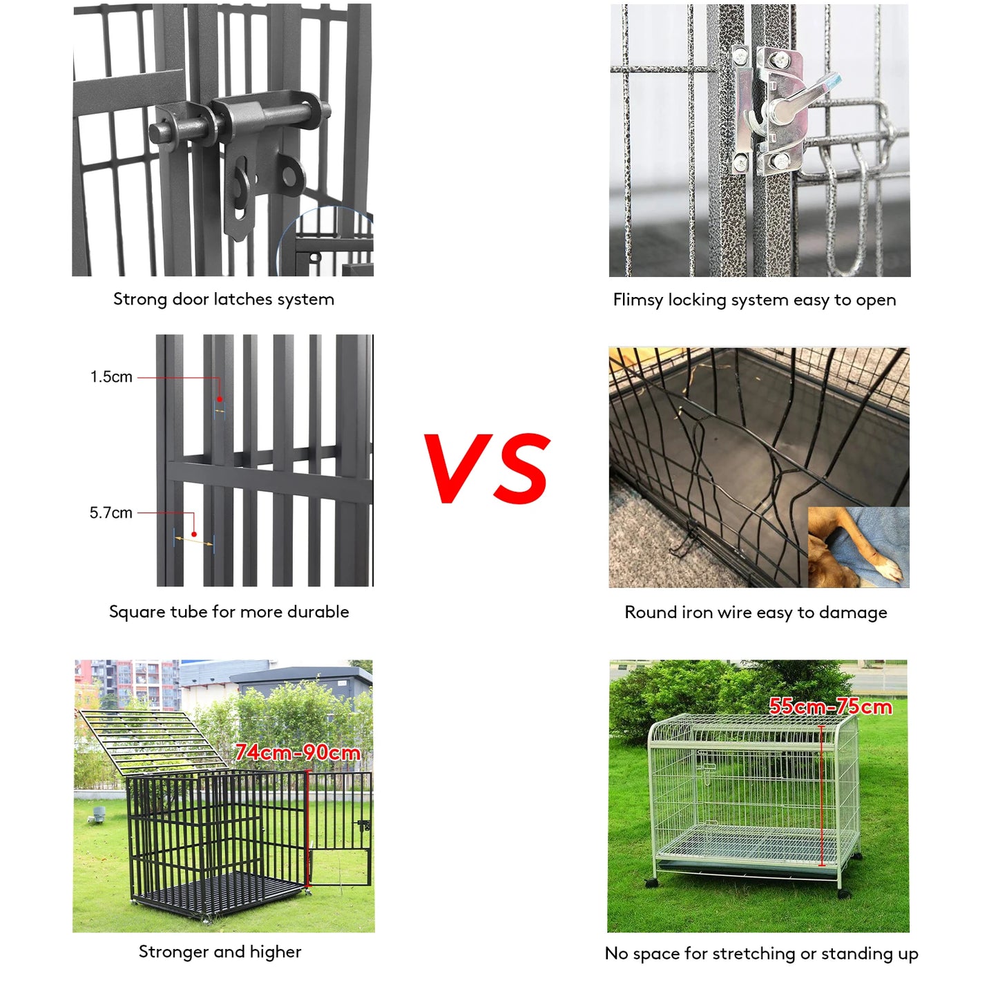 Heavy-Duty Metal Dog Crate with Removable Tray & Lockable Wheels