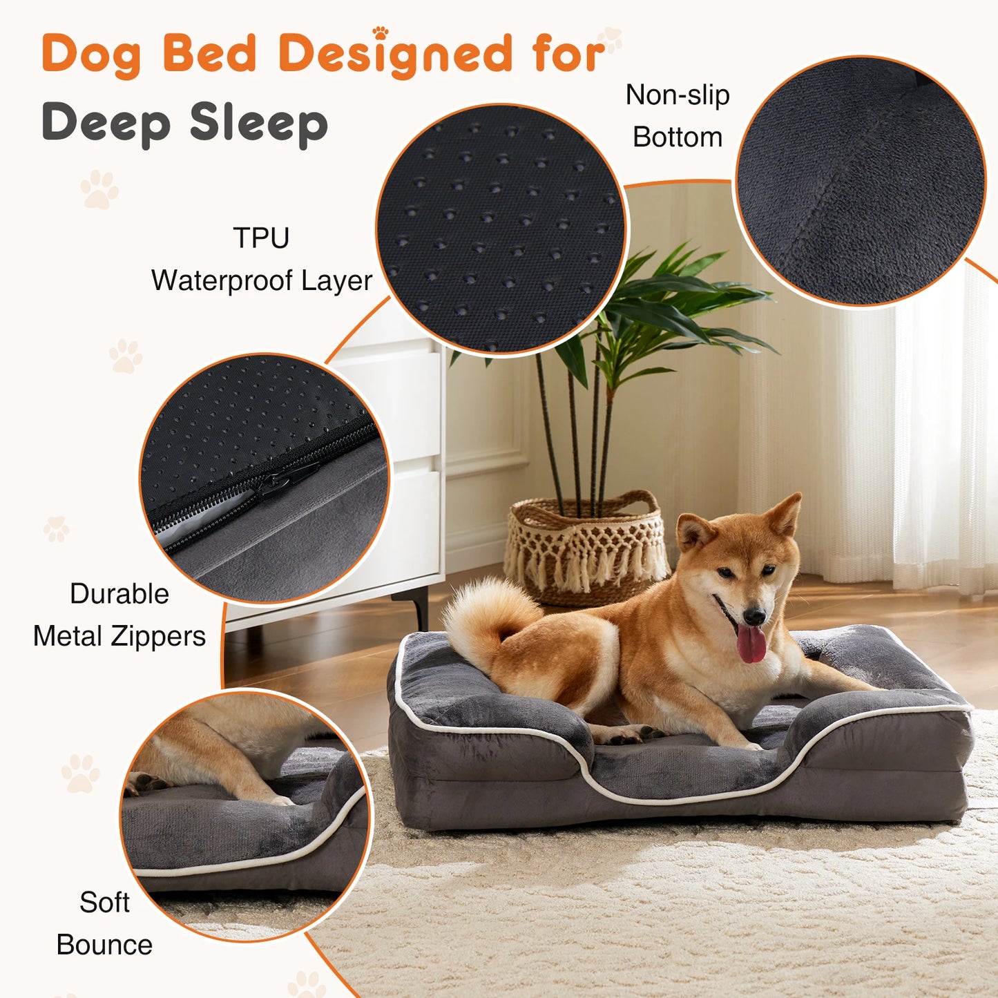 Orthopedic Memory Foam Pet Bed for Small Dogs and Cats