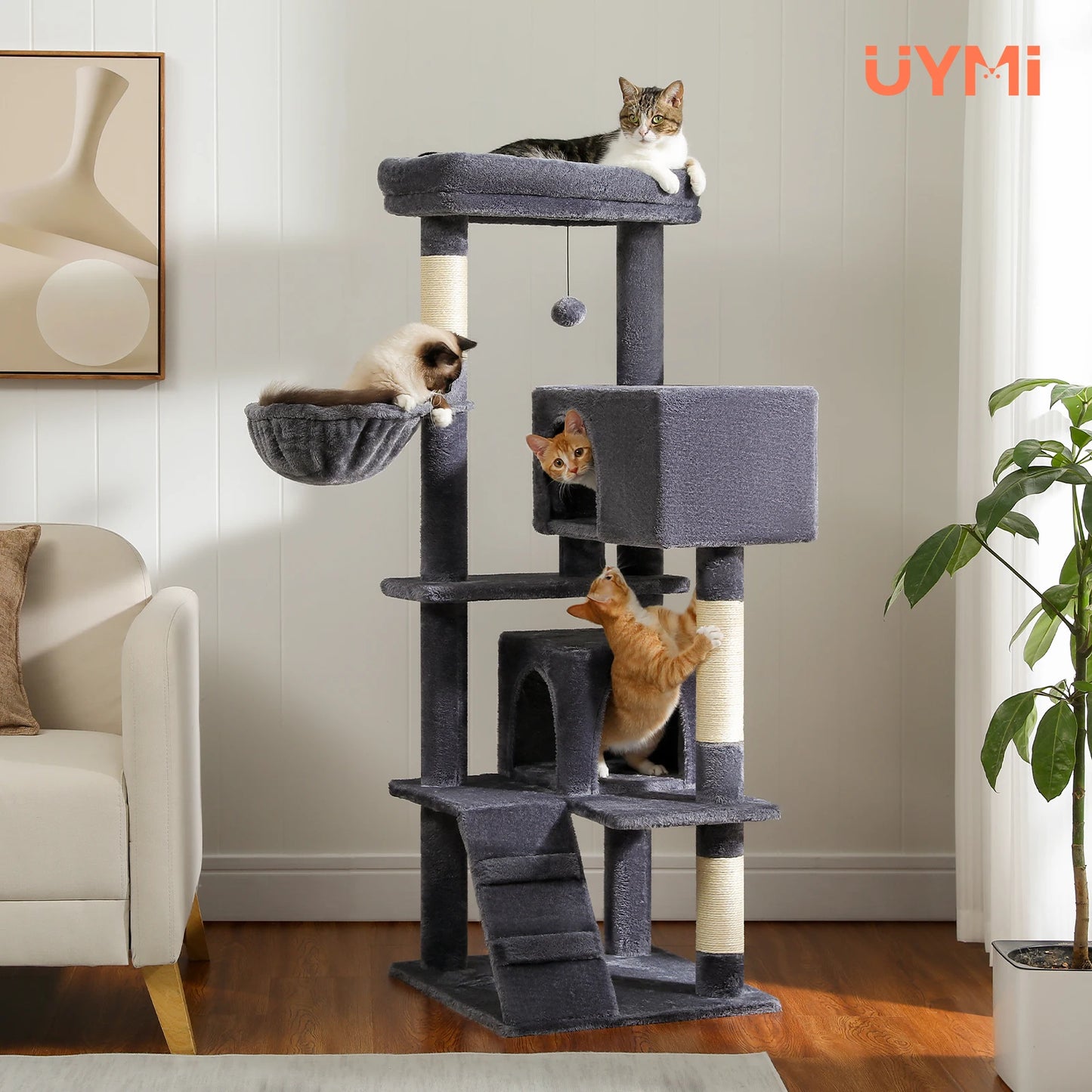 Multi-Level Cat Tree with Hammock & Scratching Posts