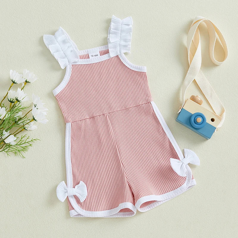 Toddler Girls Ruffle Bow Summer Romper