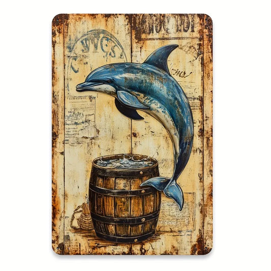 Vintage Dolphin Tin Wall Art