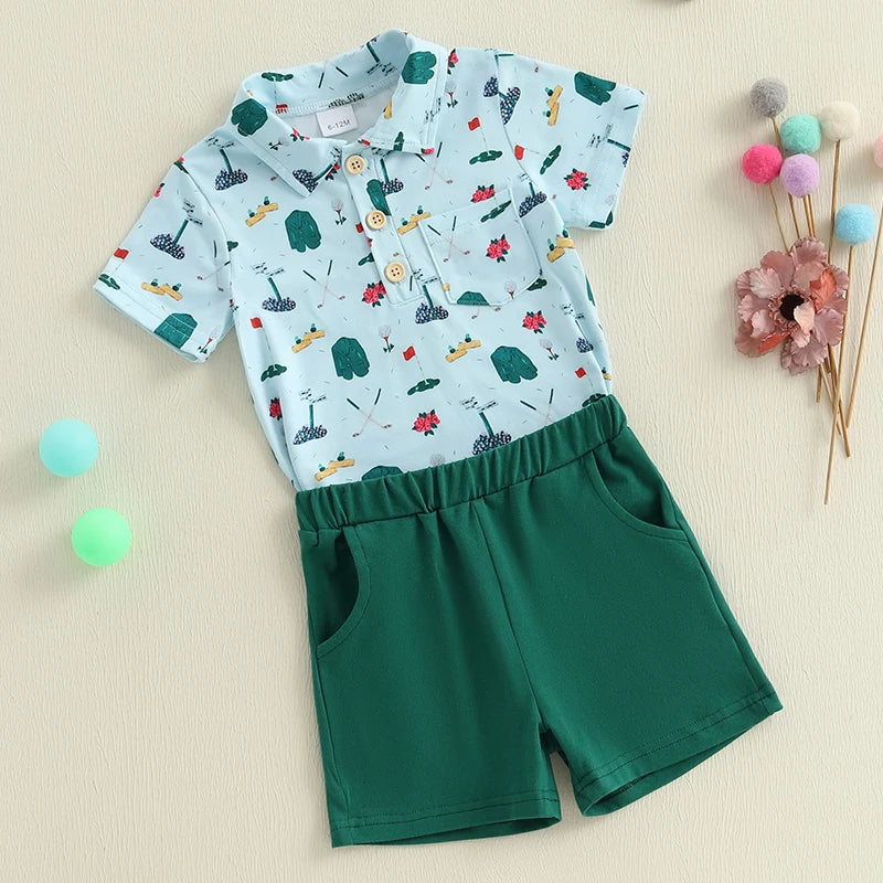 Toddler Boys Golf Print T-Shirt and Shorts Set
