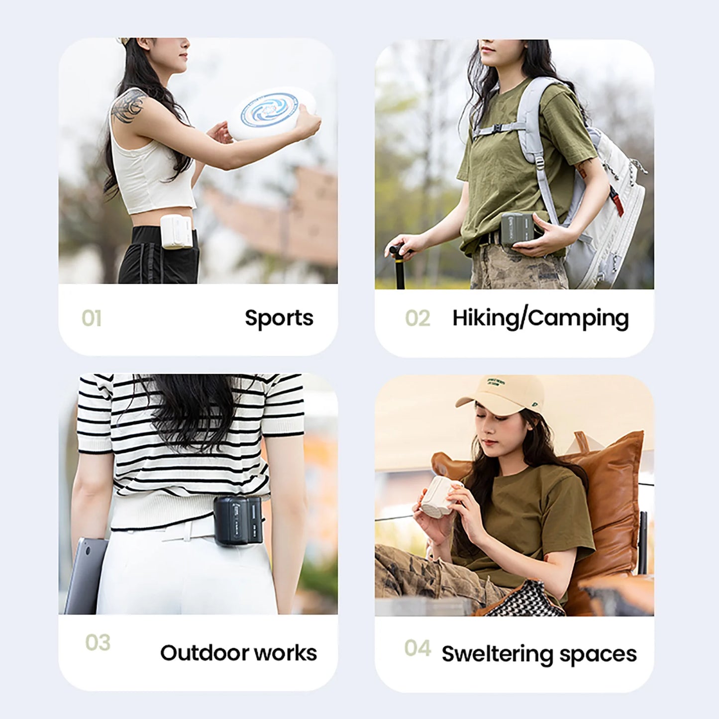 Portable Rechargeable Waist-Mounted Leafless Fan