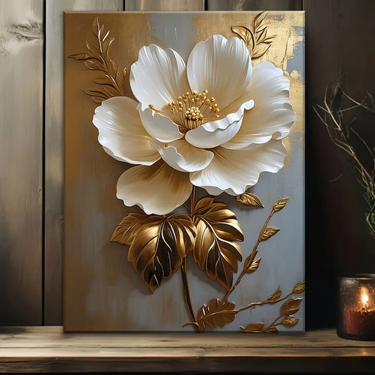 Elegant White Floral Canvas Wall Art