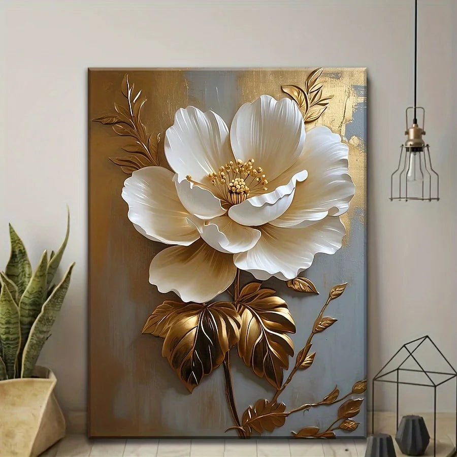 Elegant White Floral Canvas Wall Art