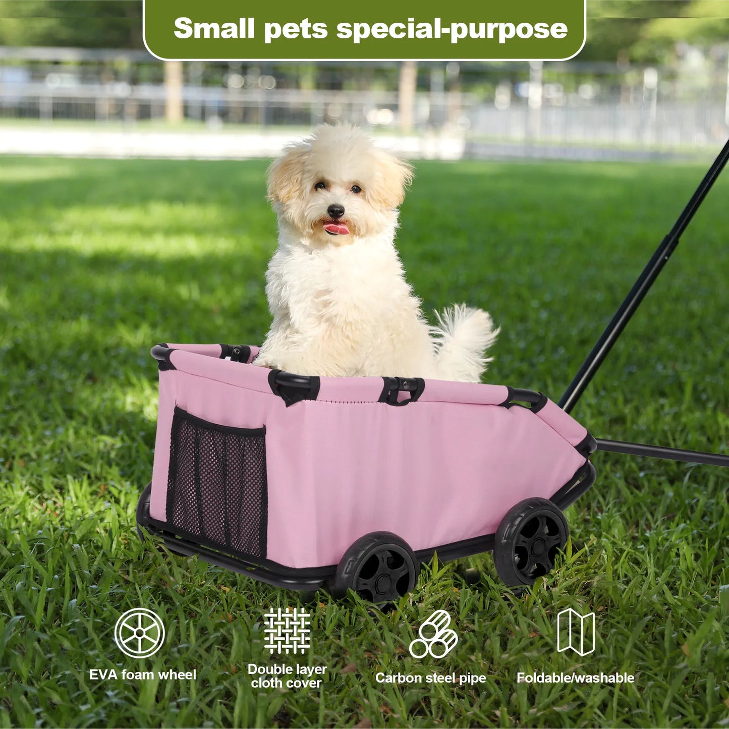 Lightweight Foldable Pet Stroller with 360° Rotating Wheels