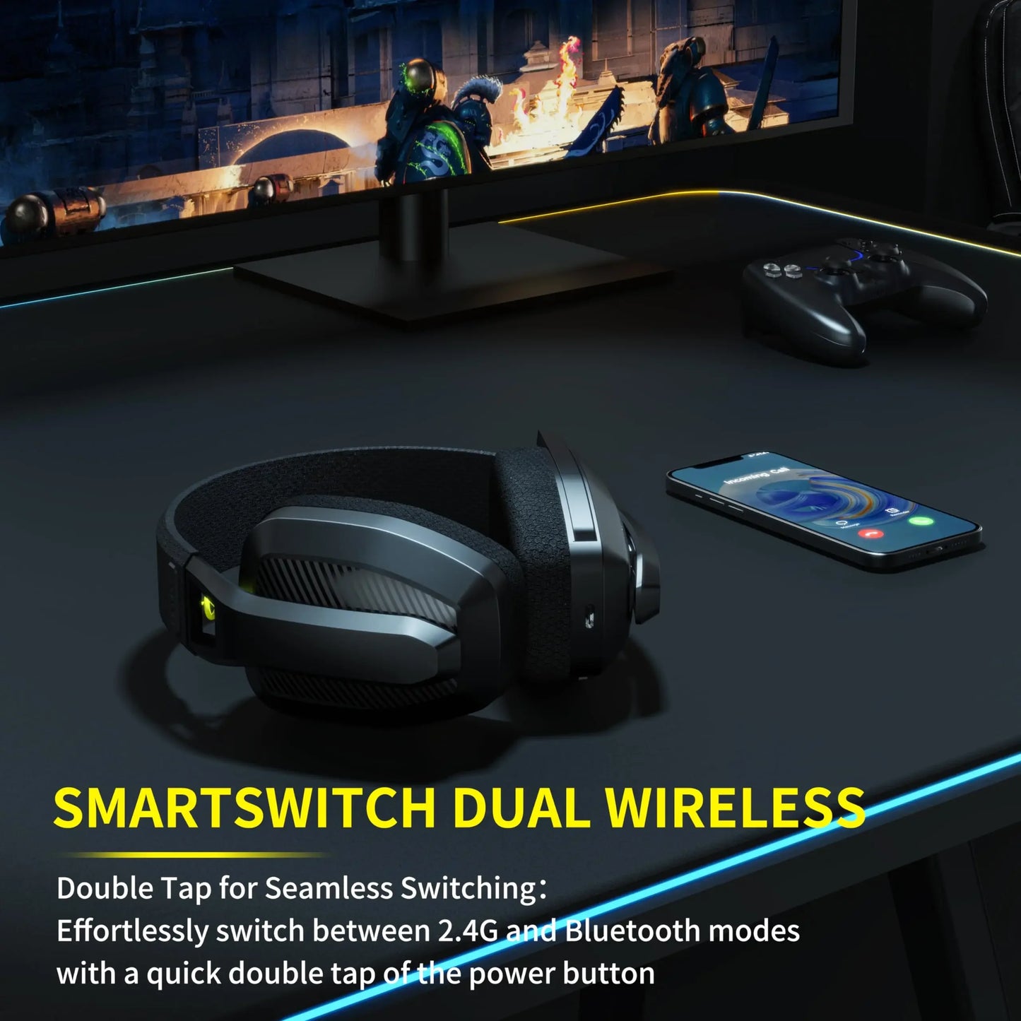 Bluetooth Gaming Headphones with Dual Mode and Noise Cancellation