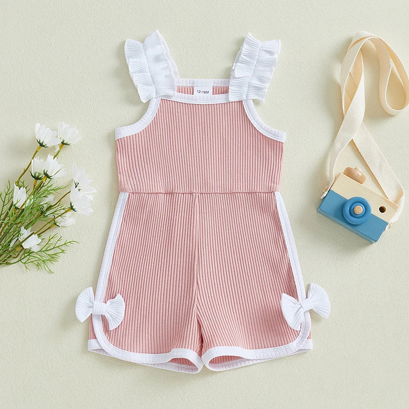 Toddler Girls Ruffle Bow Summer Romper