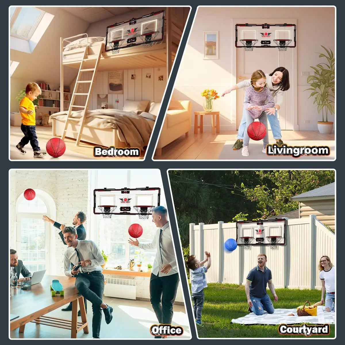 VATOS Electronic Mini Basketball Hoop Set with Scoreboard and 4 Balls