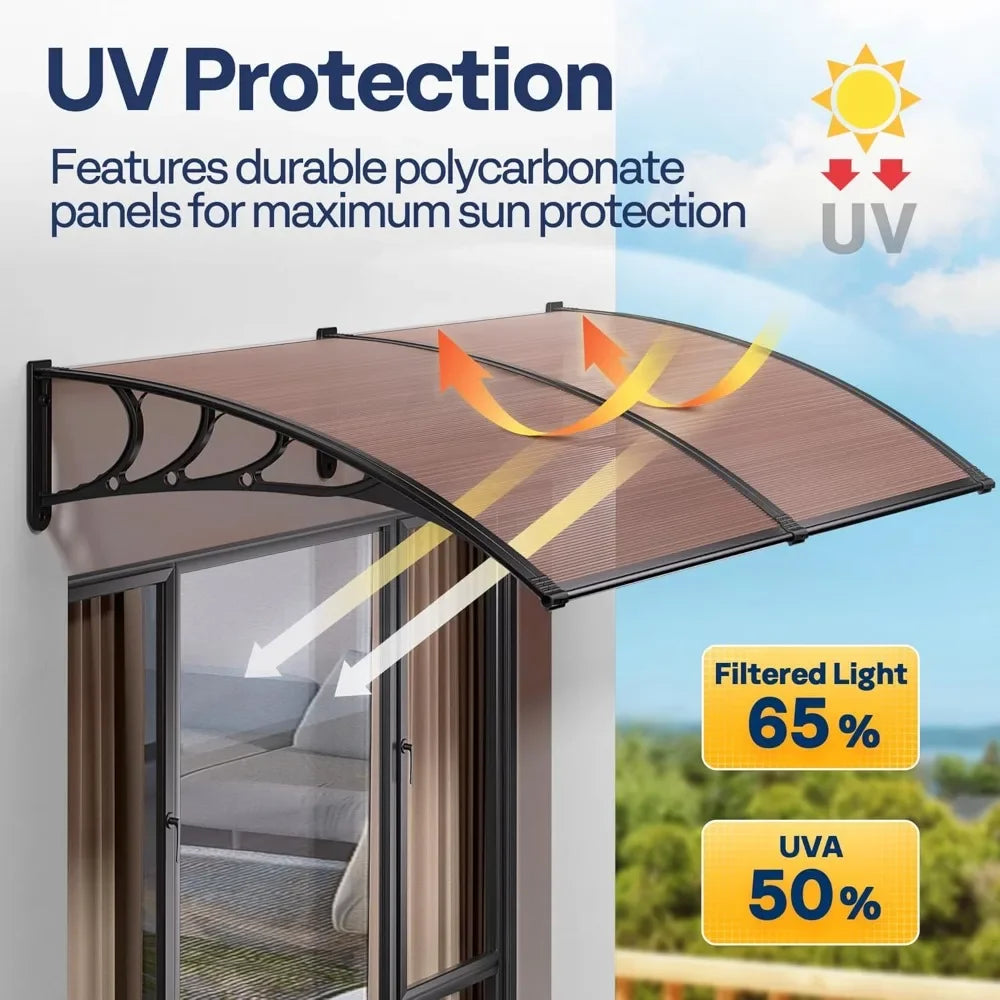 Polycarbonate Window Door Awning Canopy with Black Bracket