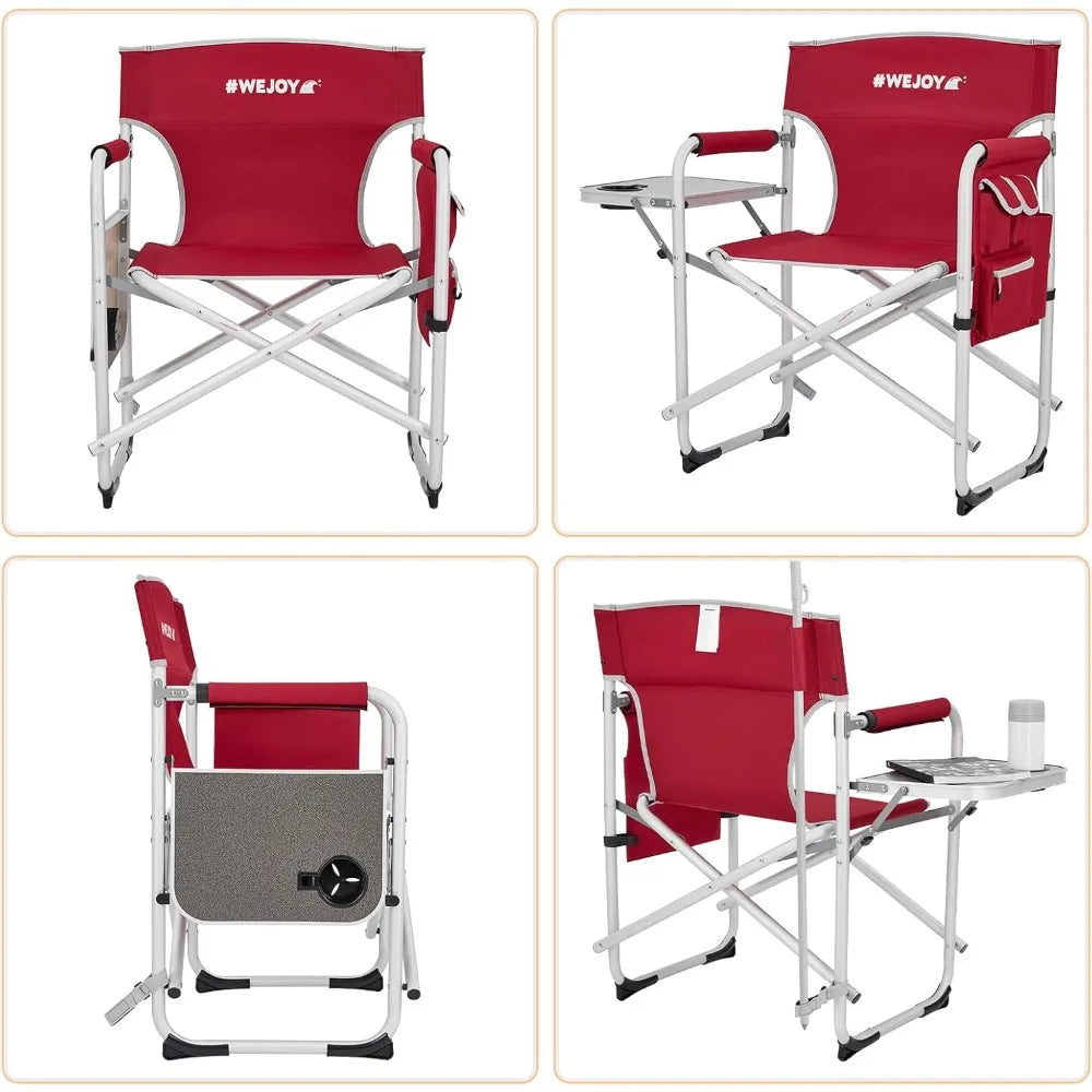 Folding Director Chair with Side Table and Umbrella Holder